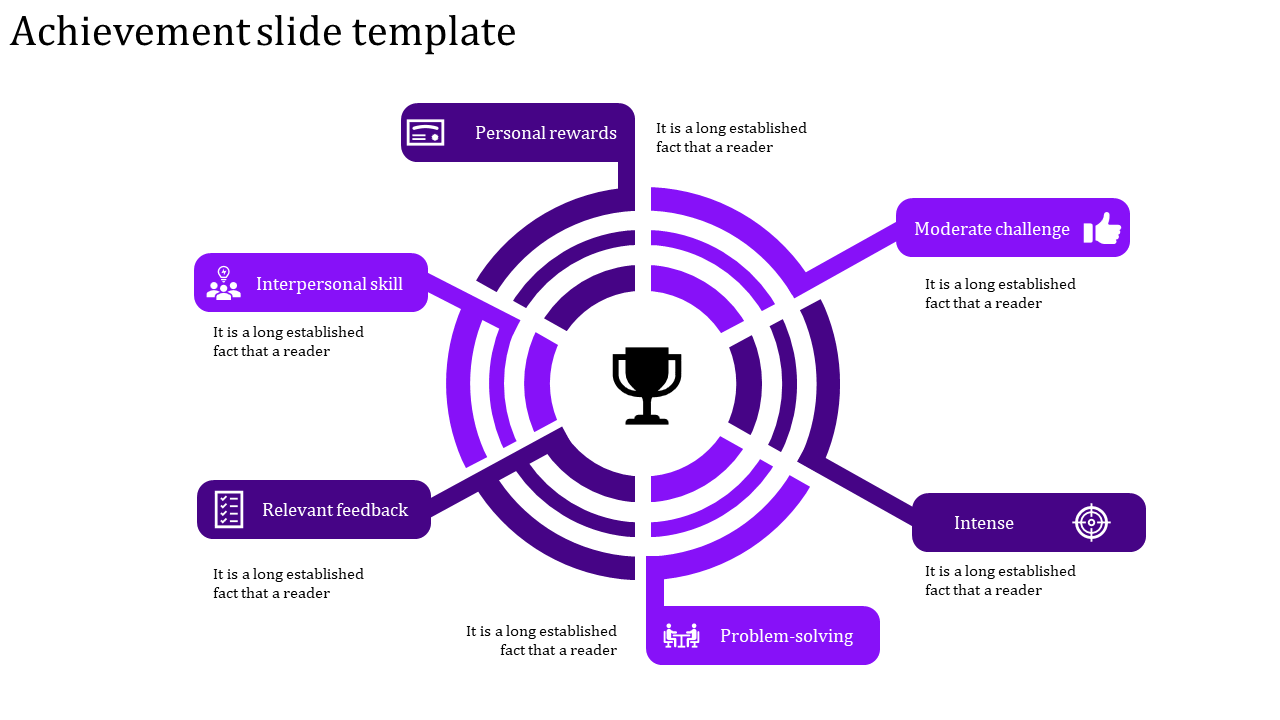 Achievement Slide Template Violet Color Design Slide